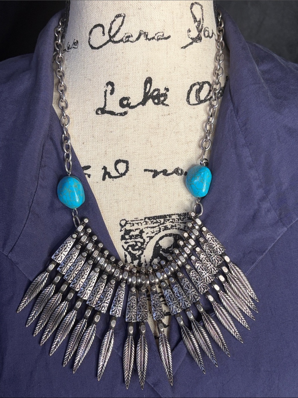 Vintage Upcycled Turquoise Howlite Statement Necklace Southwest desert market